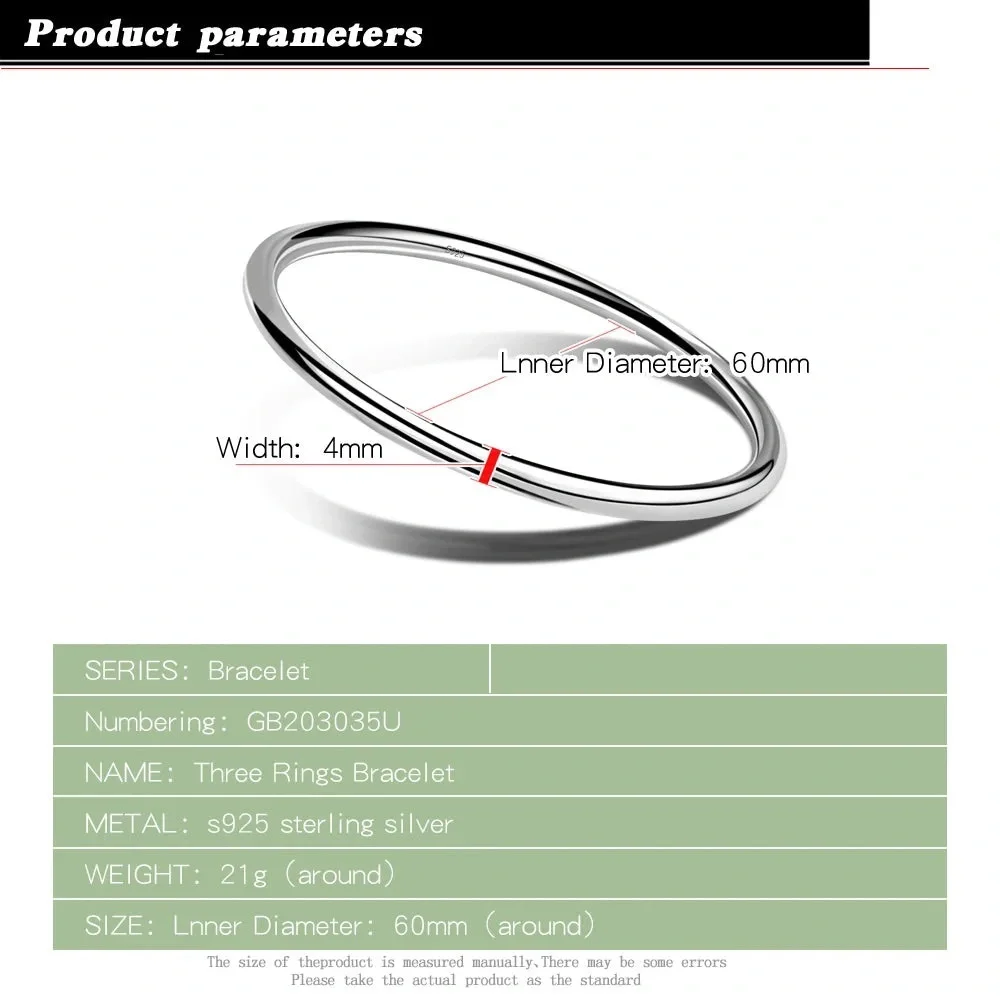 925 Sterling Silver Hoop Bracelet - Simple and Stunning - Picture 2 of 4